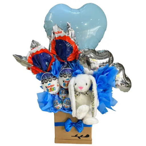 Box pascuas peluche conejo y huevos kinder